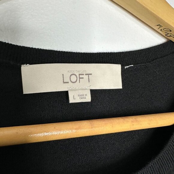 Ann Taylor Loft Sweater Size L Black Lace Long Sleeve Sheer Wool blend - Picture 5 of 12